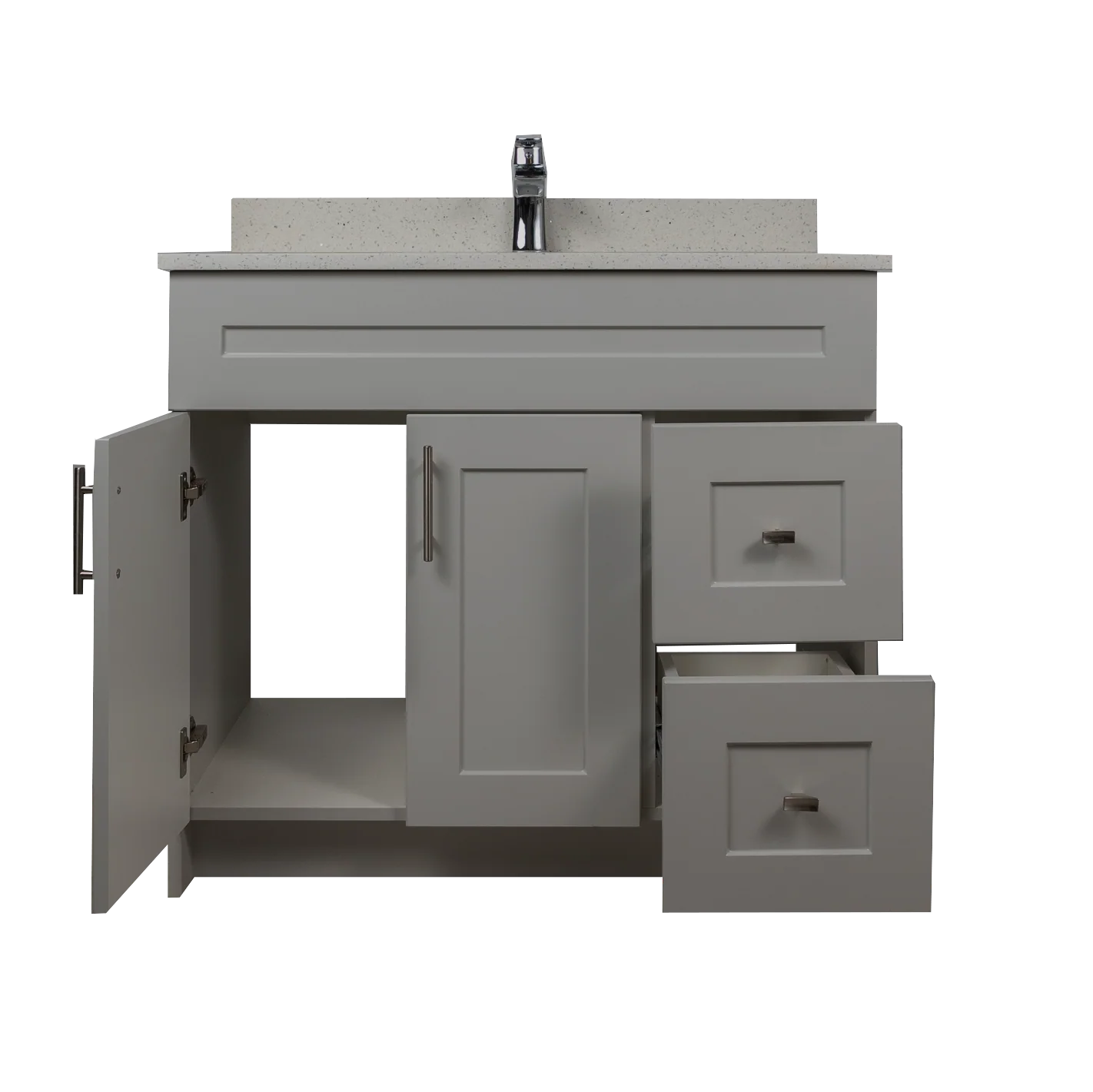 36" MDF - Left Side Draw - Light Grey - Shaker Doors - Softclose Hardware - Image 4