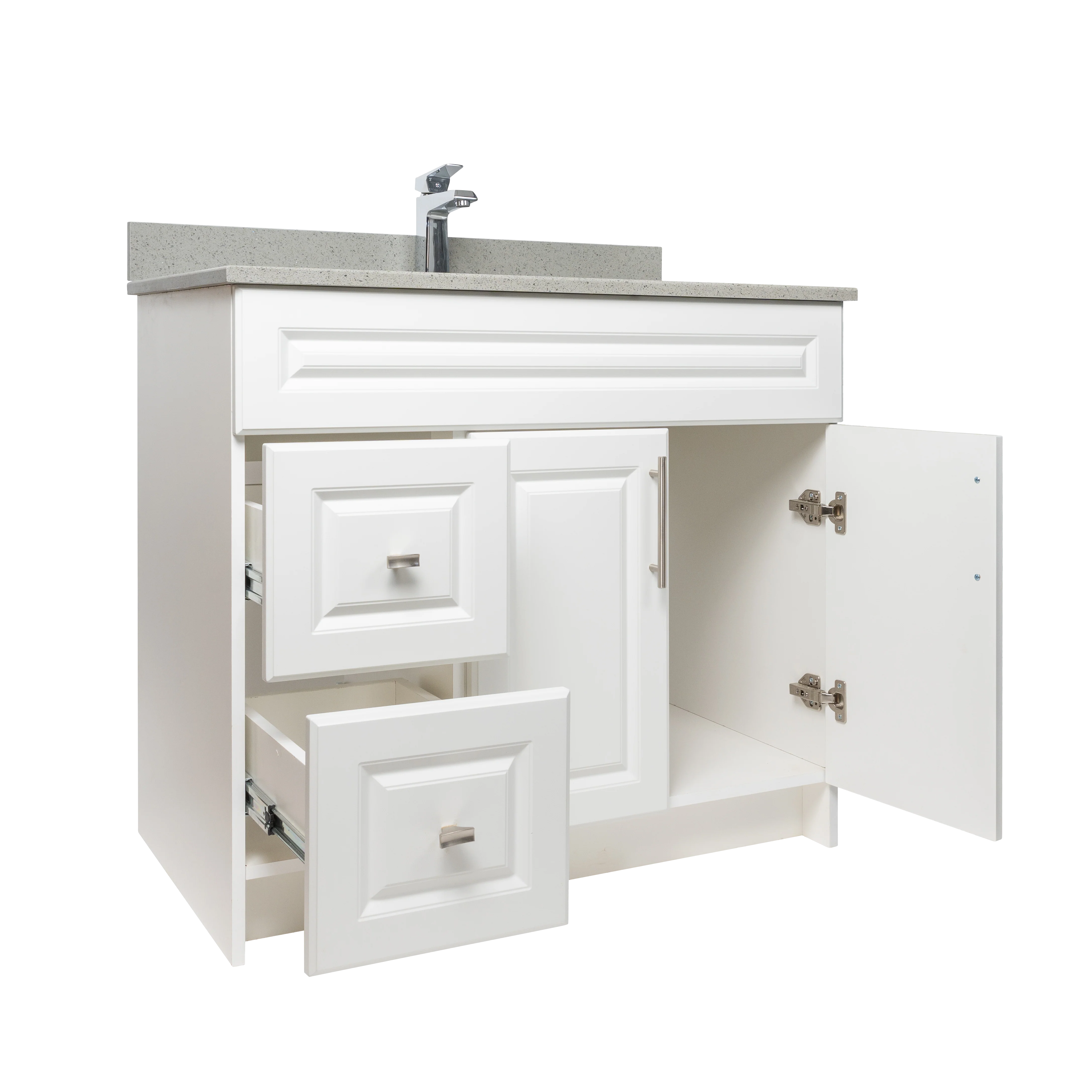 36" MDF - Left Side Draw - White - Raised Panel Doors - Image 4