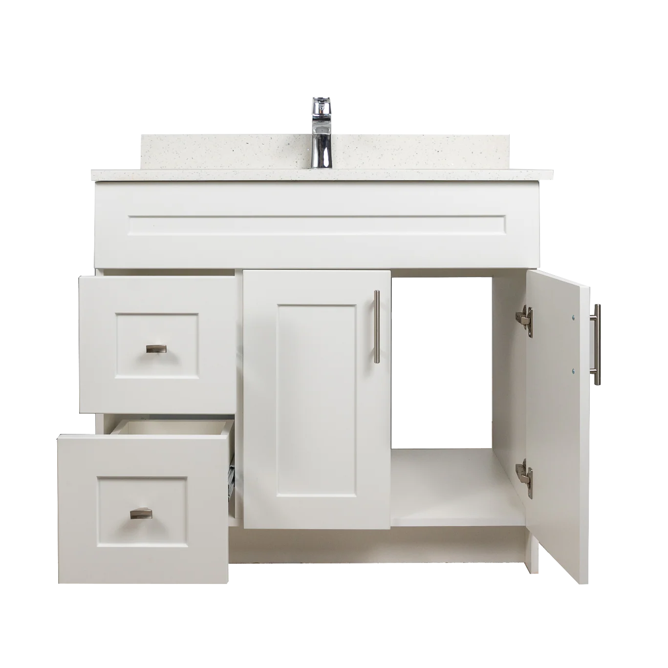 36" MDF - Left Side Draw - White - Shaker Doors - Softclose Hardware - Image 4