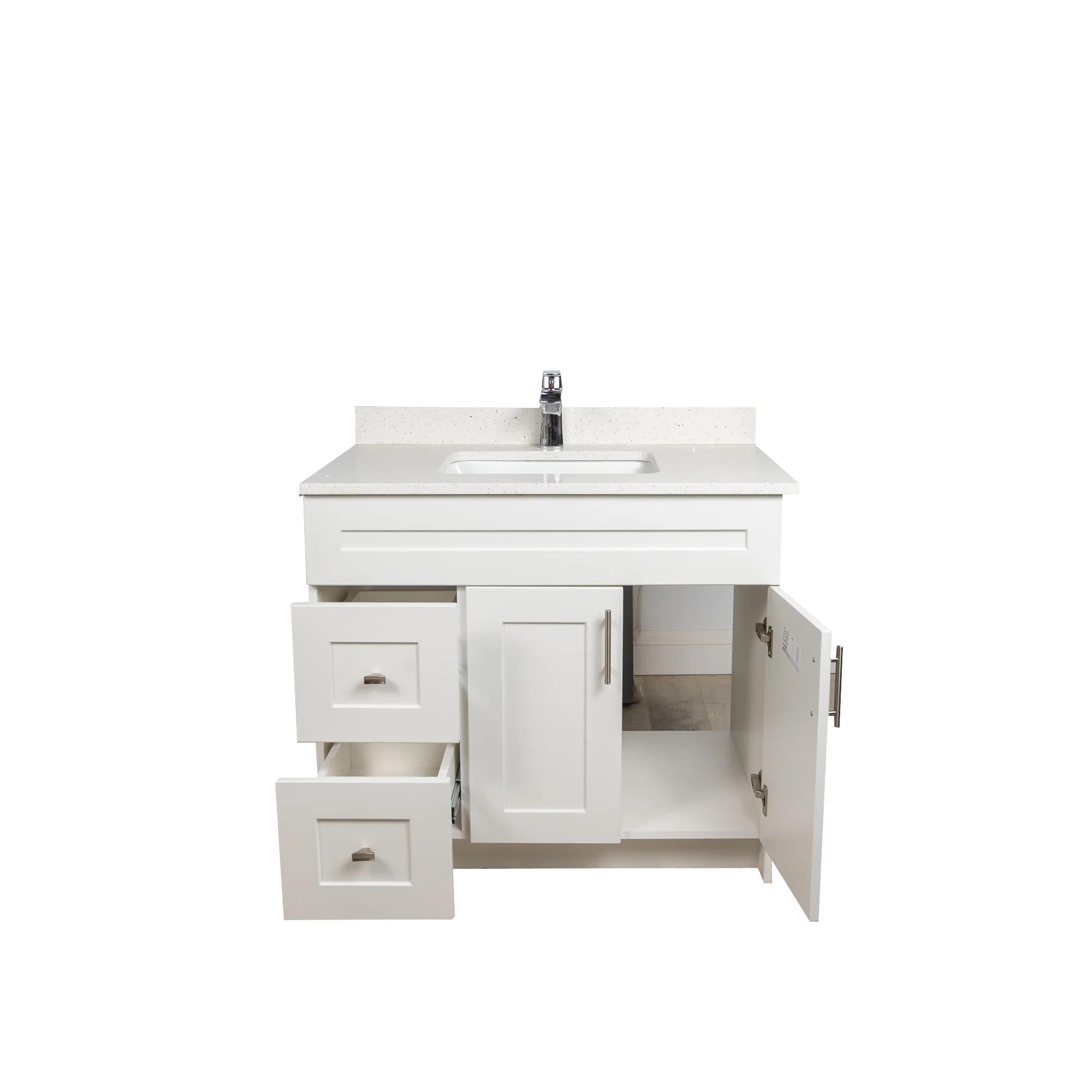 36" MDF - Left Side Draw - White - Shaker Doors - Softclose Hardware - Image 5