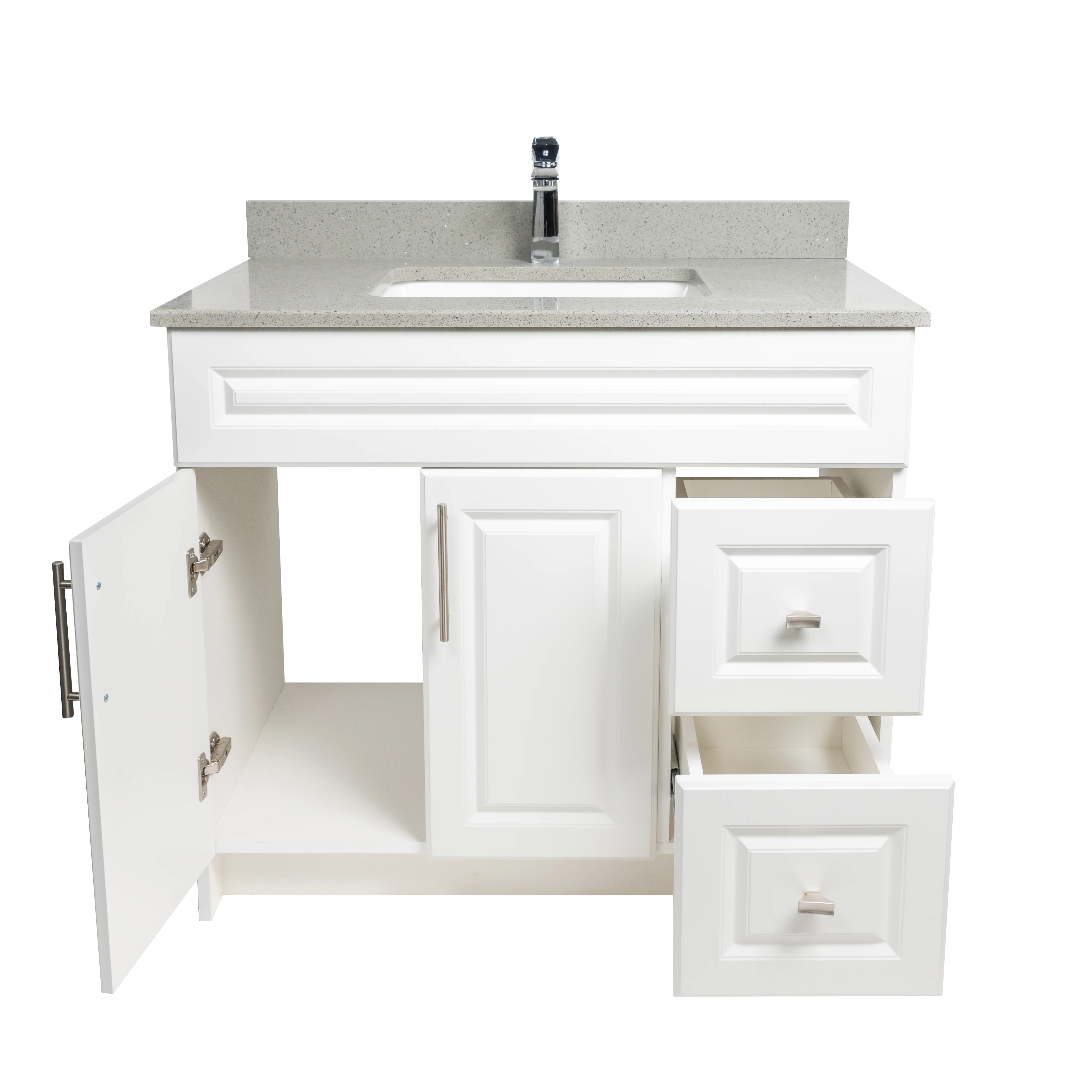 36" MDF - Right Side Draw - White - Raised Panel Doors - Image 3