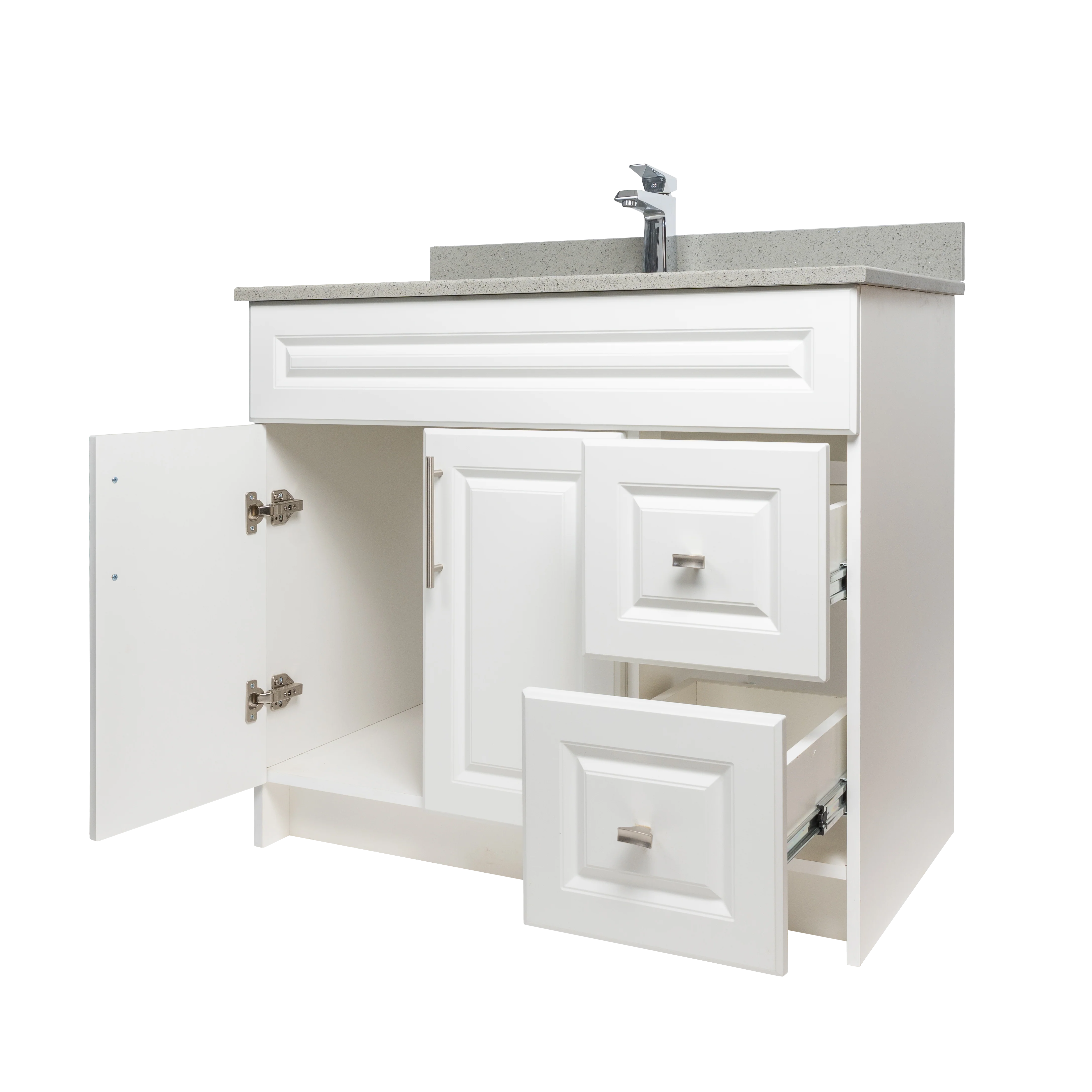 36" MDF - Right Side Draw - White - Raised Panel Doors - Image 4