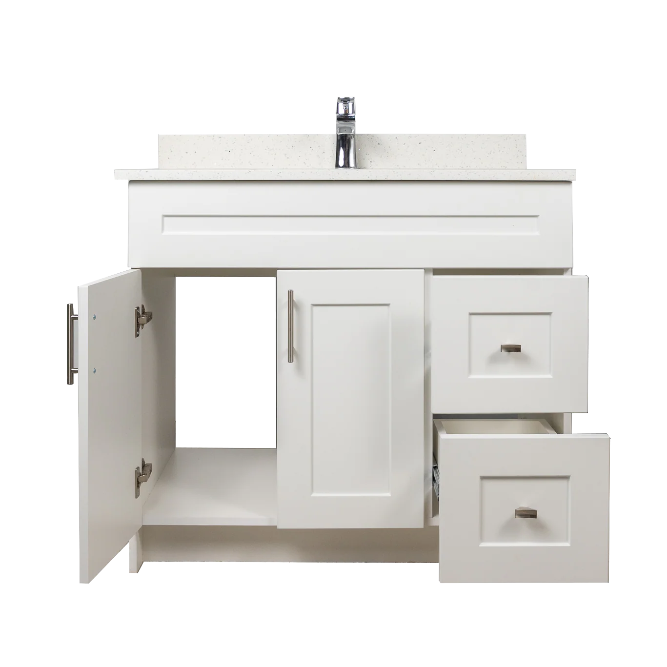 36" MDF - Right Side Draw - White - Shaker Doors - Softclose Hardware - Image 4