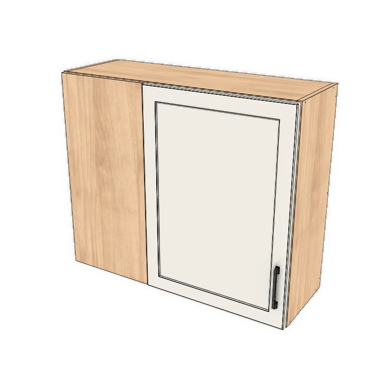 36" Wide 30" High Blind Corner Wall Cabinet - Door on Right/Left Side - (Hardrock Maple Melamine Boxes - Thermofoil Doors)