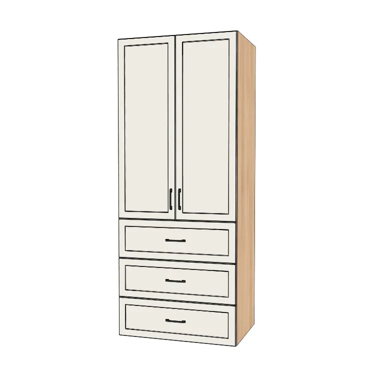 36" Wide Tall Pantry Cabinet with Drawer - (Ply Wood Boxes - Thermofoil Doors) 24 D