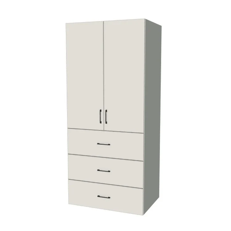 36" Wide Tall Pantry Cabinet with Drawer - (White Melamine Boxes - Flat Panel Doors) 24 D