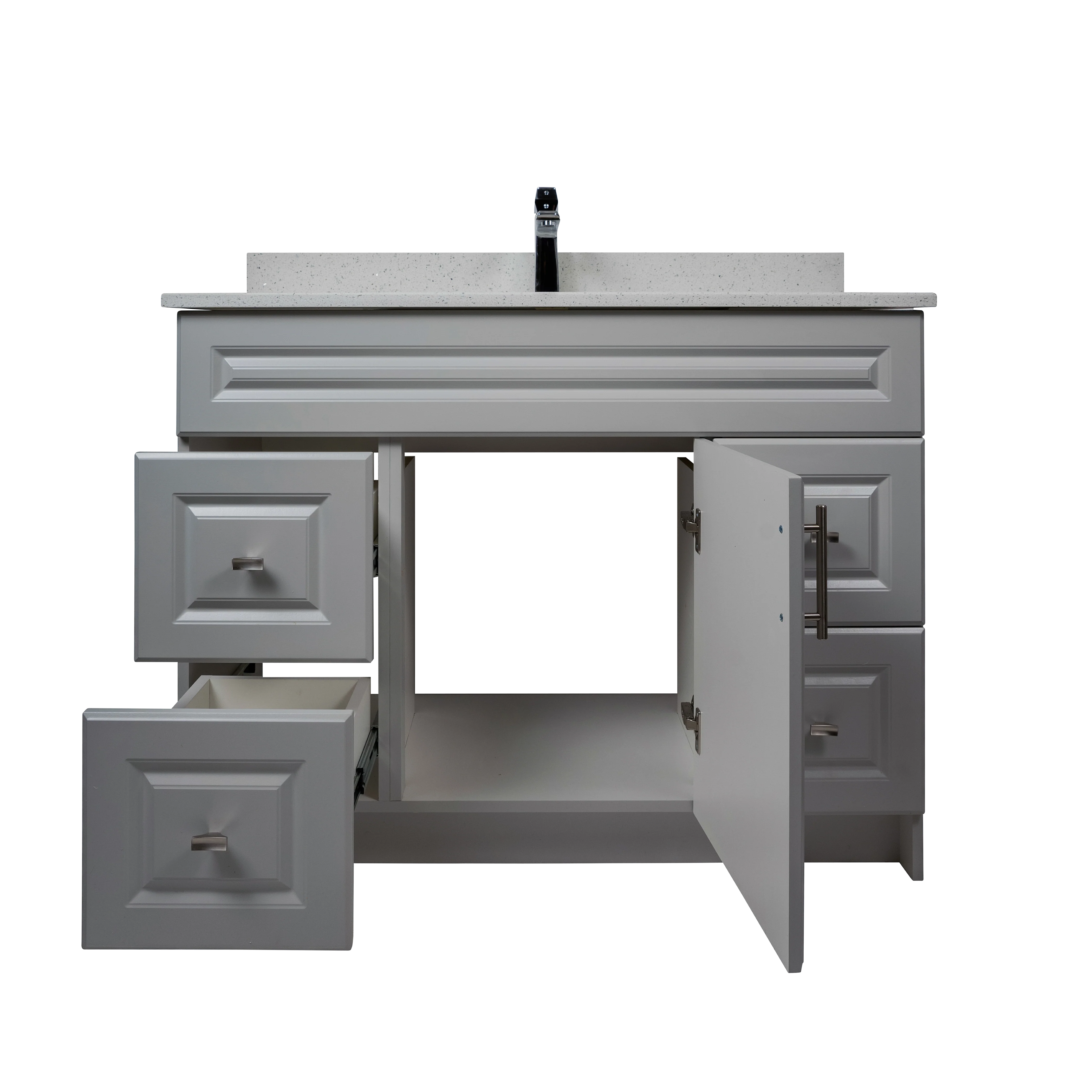 42" MDF - Both Side Draw - Light Grey - Raised Panel Doors - Image 3