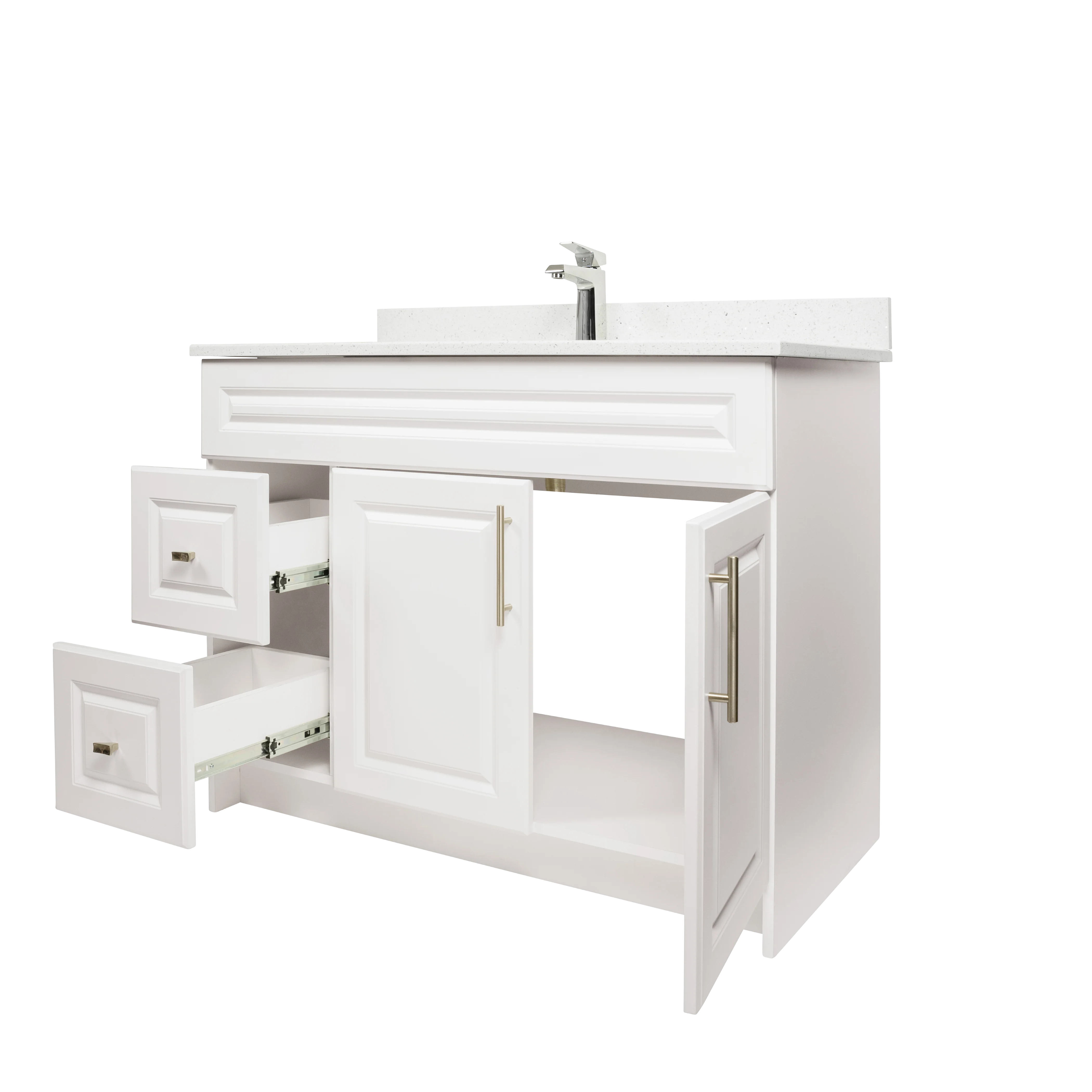 42" MDF - Left Side Draw - White - Raised Panel Doors - Image 4