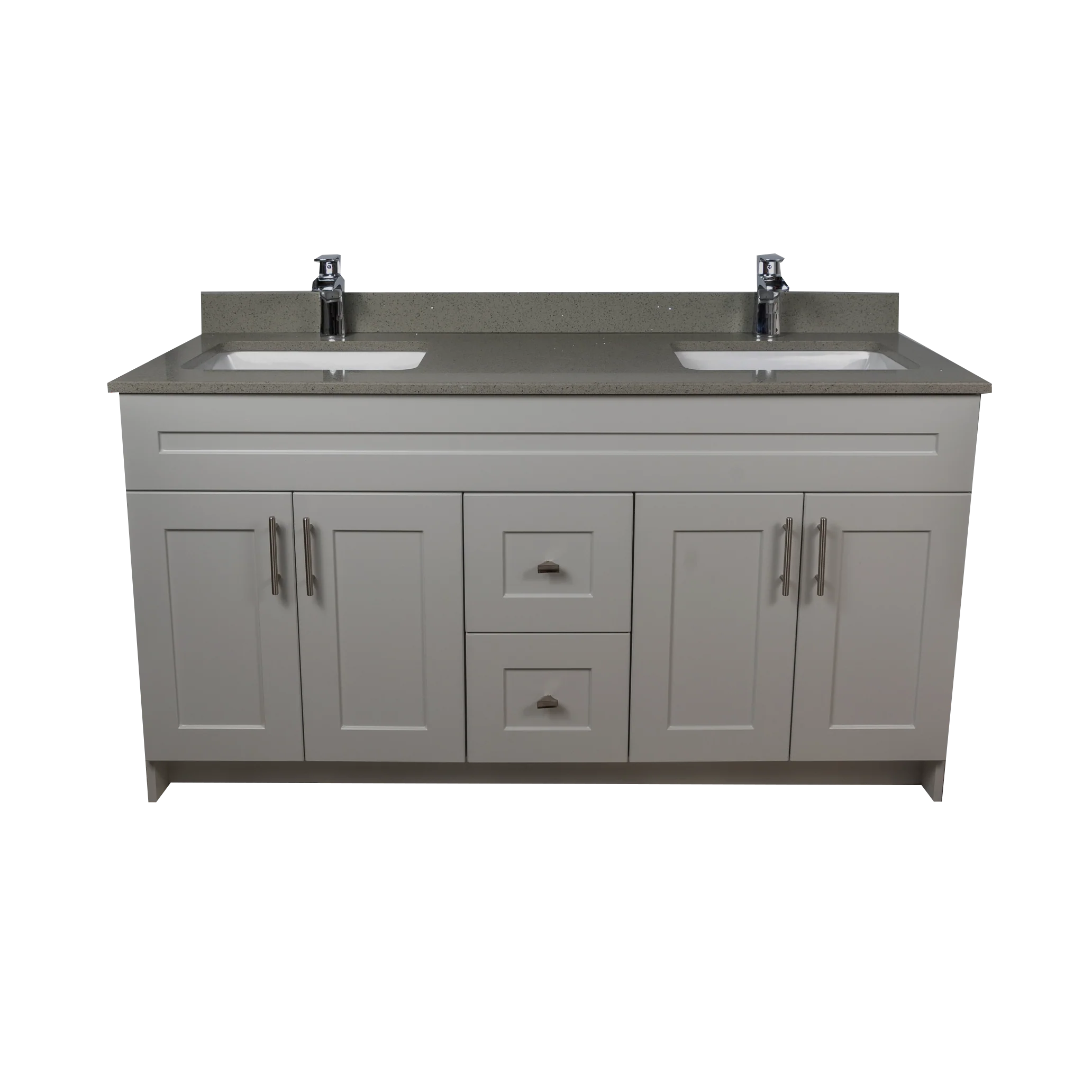 60" MDF - Double Sink - Light Grey - Shaker Doors - Softclose Hardware - Image 5