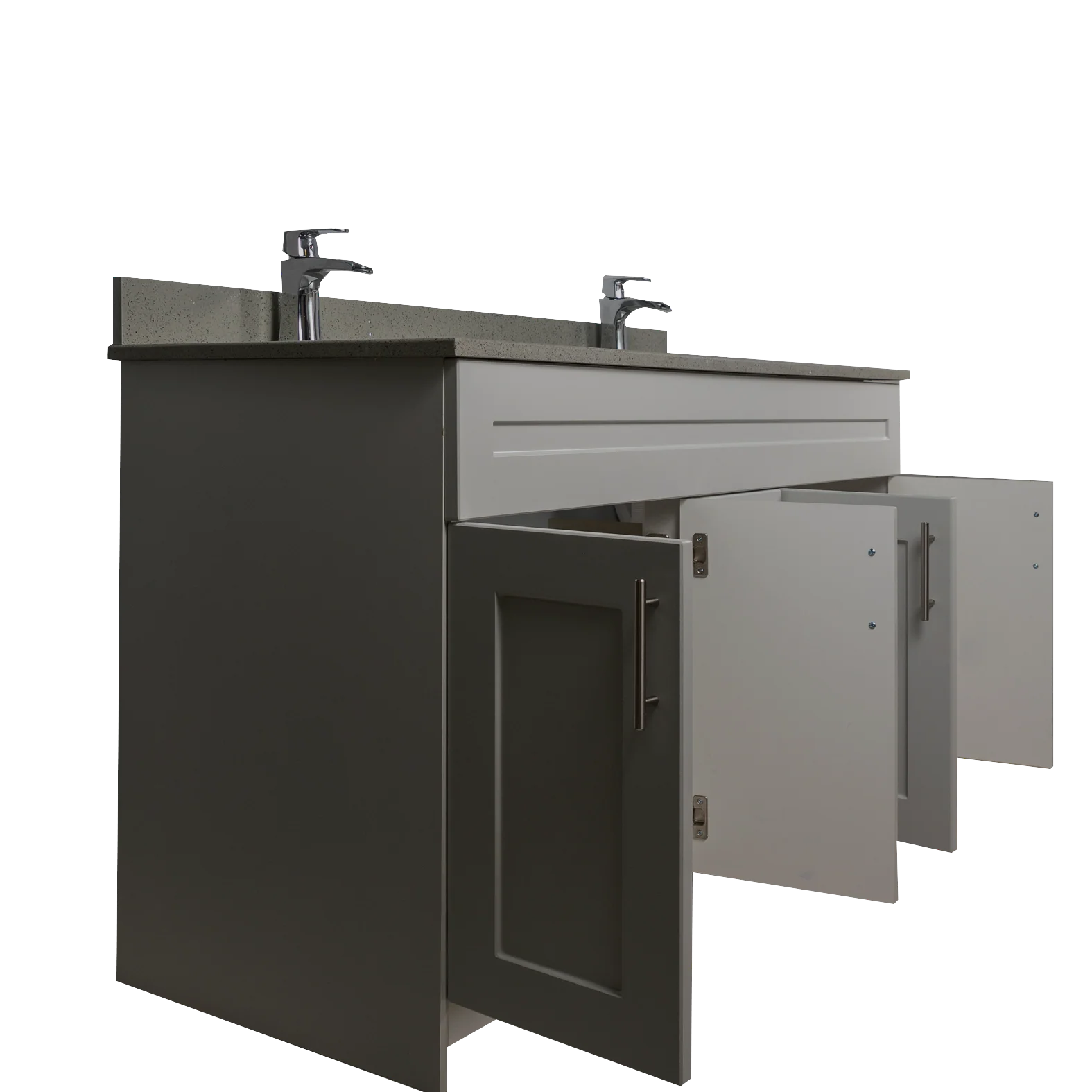 60" MDF - Double Sink - Light Grey - Shaker Doors - Softclose Hardware - Image 8