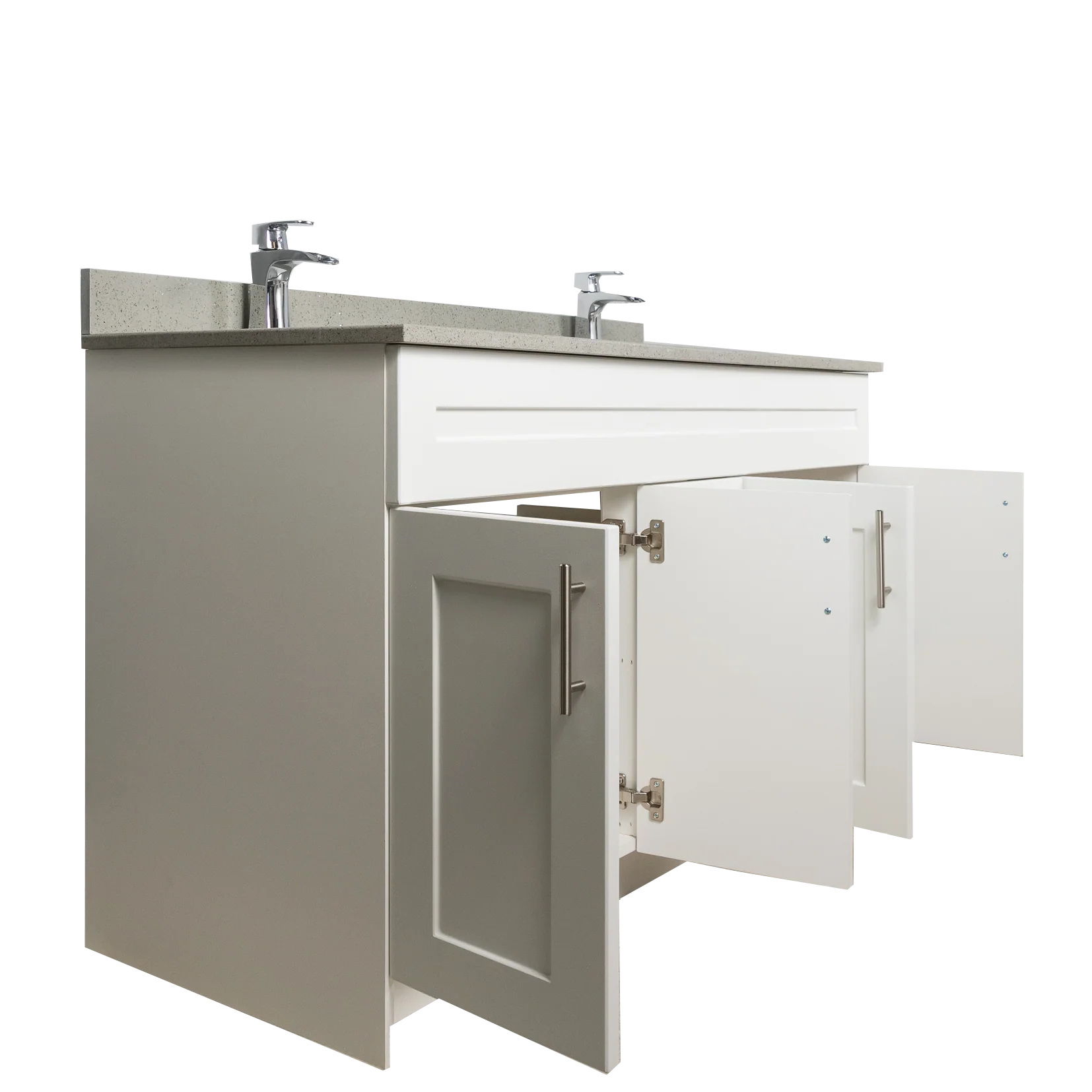 60" MDF - Double Sink - White - Shaker Doors - Softclose Hardware - Image 3