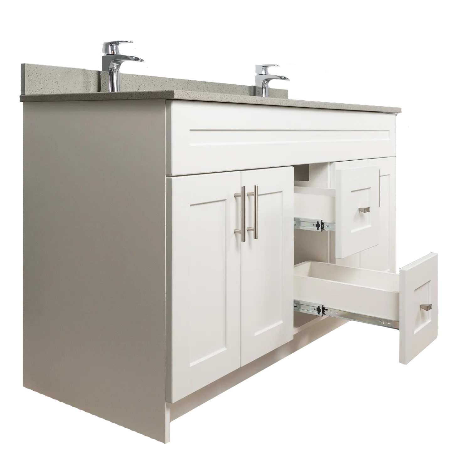 60" MDF - Double Sink - White - Shaker Doors - Softclose Hardware - Image 6