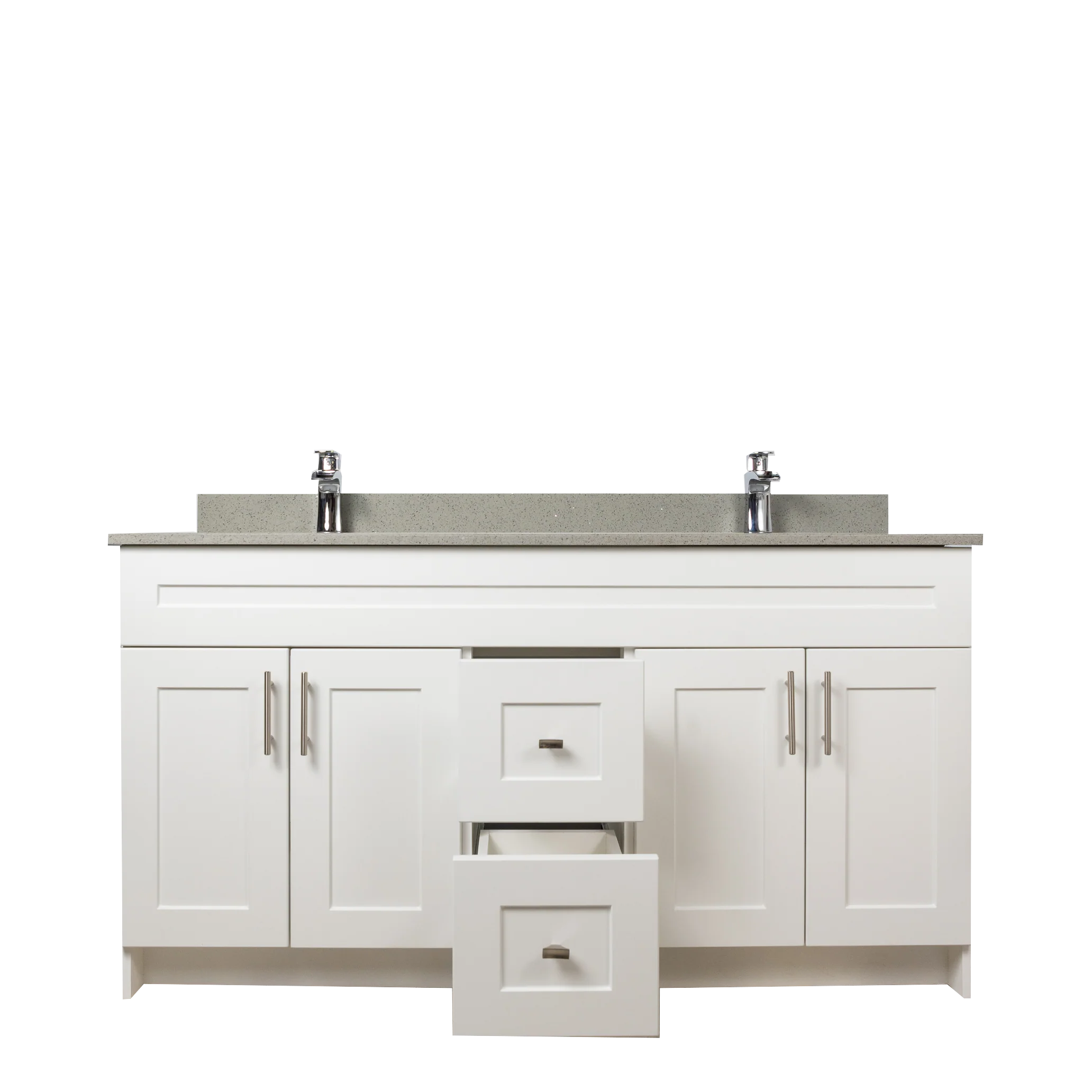 60" MDF - Double Sink - White - Shaker Doors - Softclose Hardware - Image 7