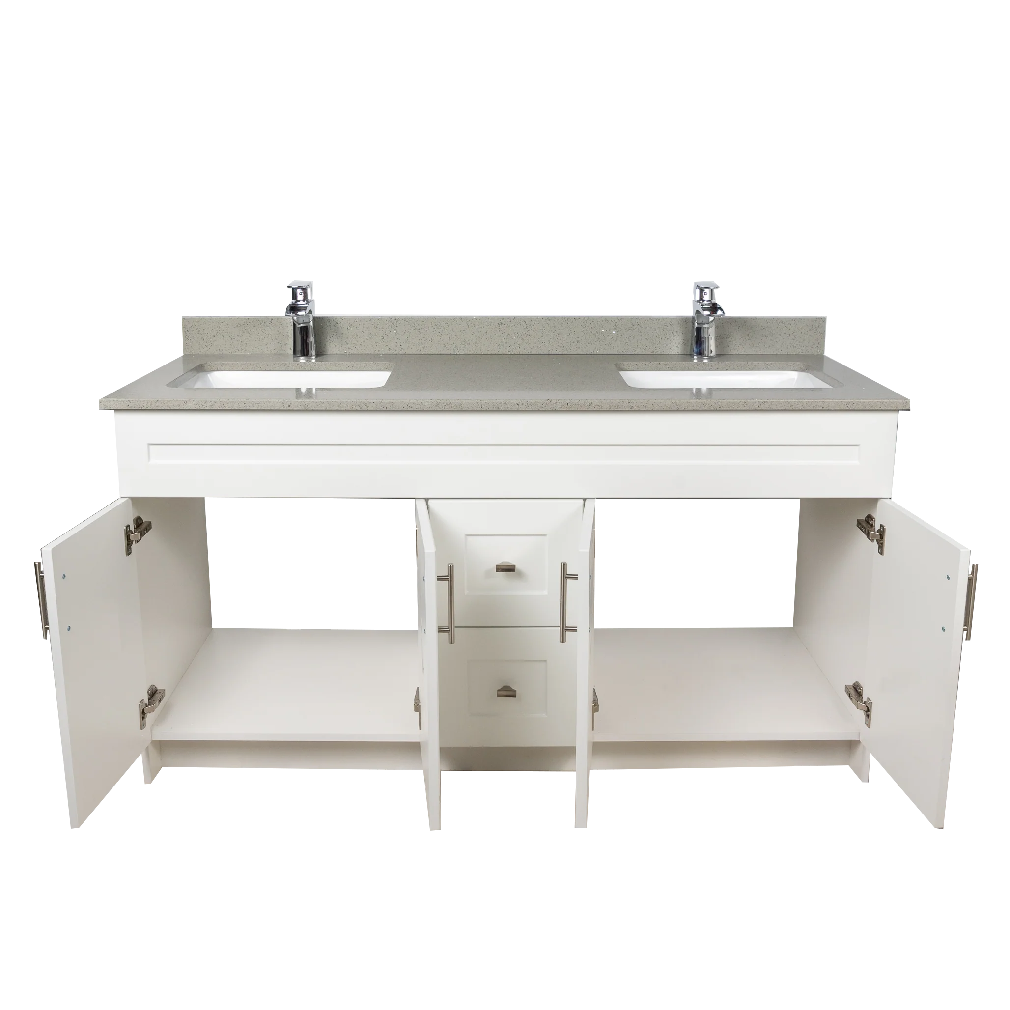 60" MDF - Double Sink - White - Shaker Doors - Softclose Hardware - Image 8