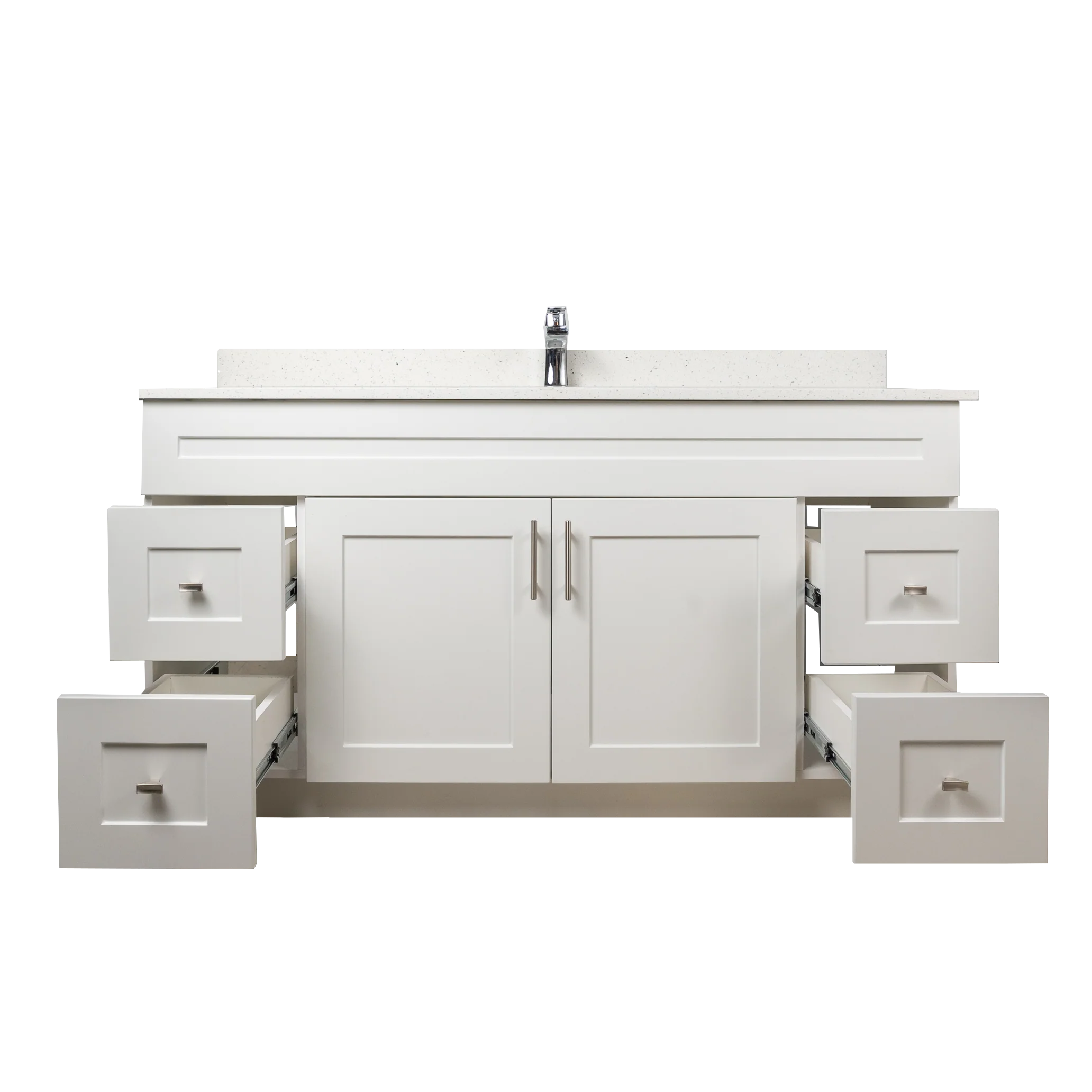 60" MDF - Single Sink - White - Shaker Doors - Softclose Hardware - Image 3