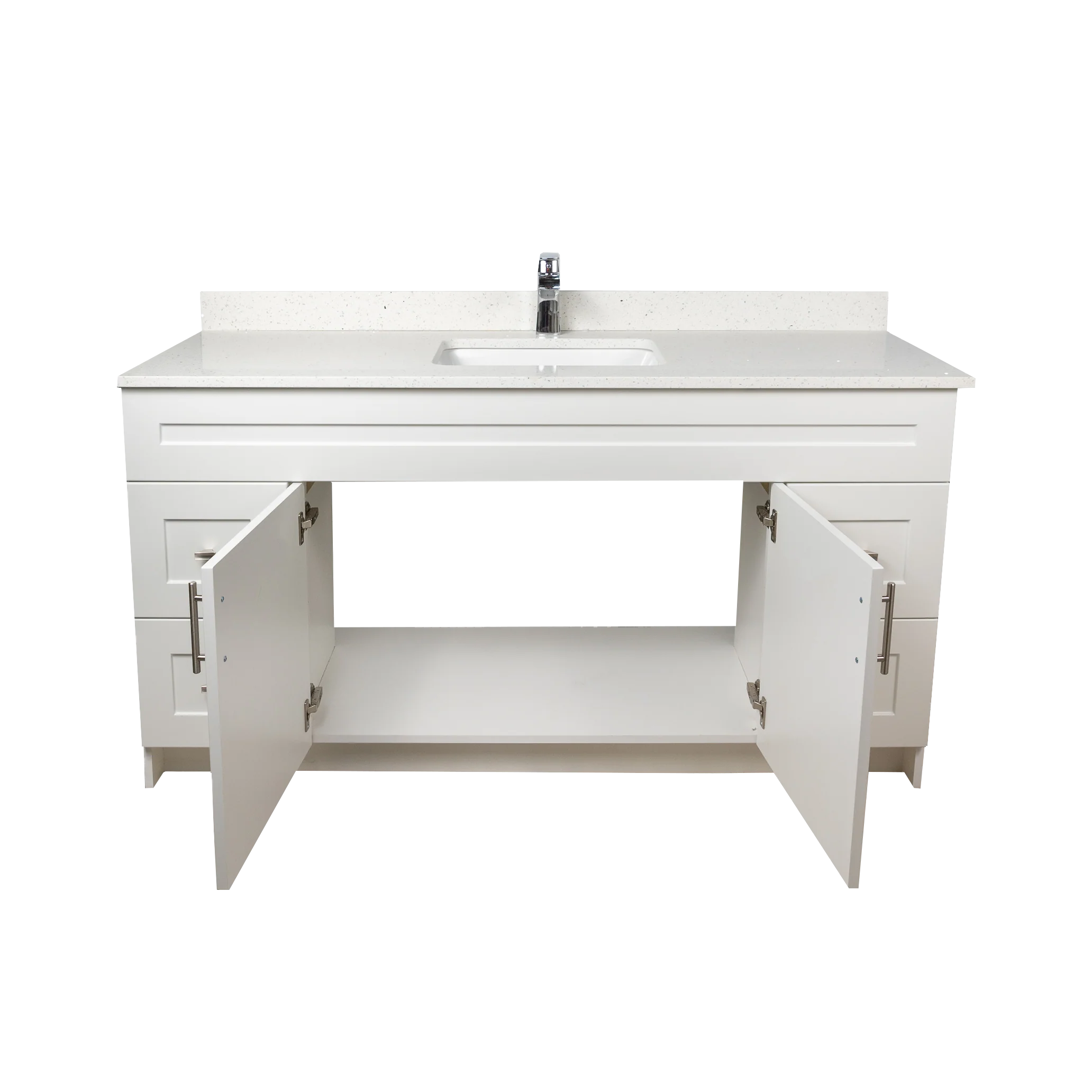 60" MDF - Single Sink - White - Shaker Doors - Softclose Hardware - Image 4