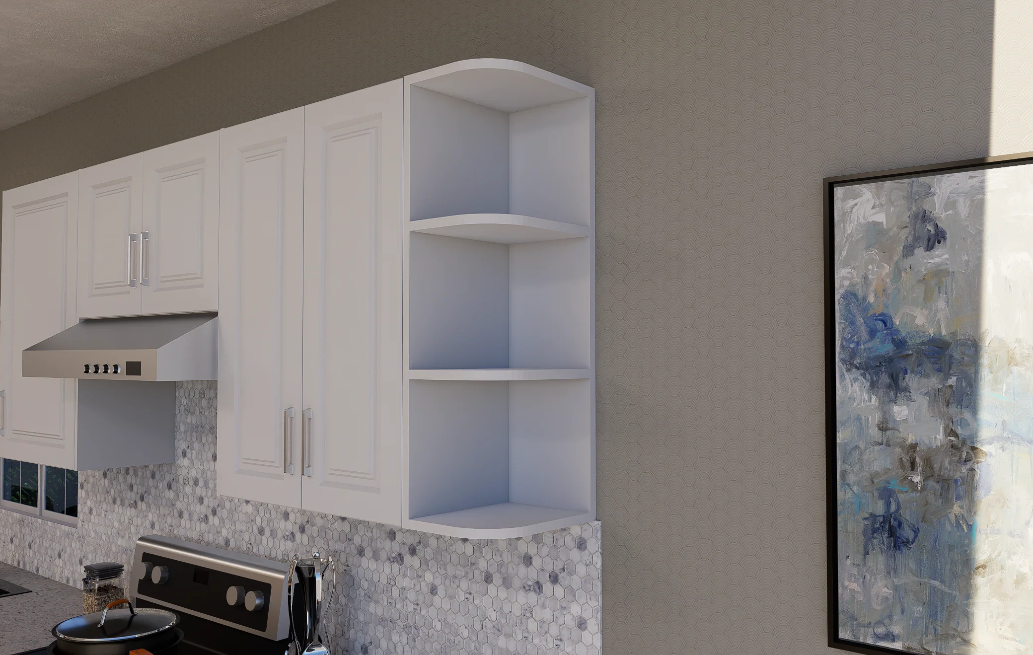 Corner Open Shelf Cabinet - 4" Radius - Image 2