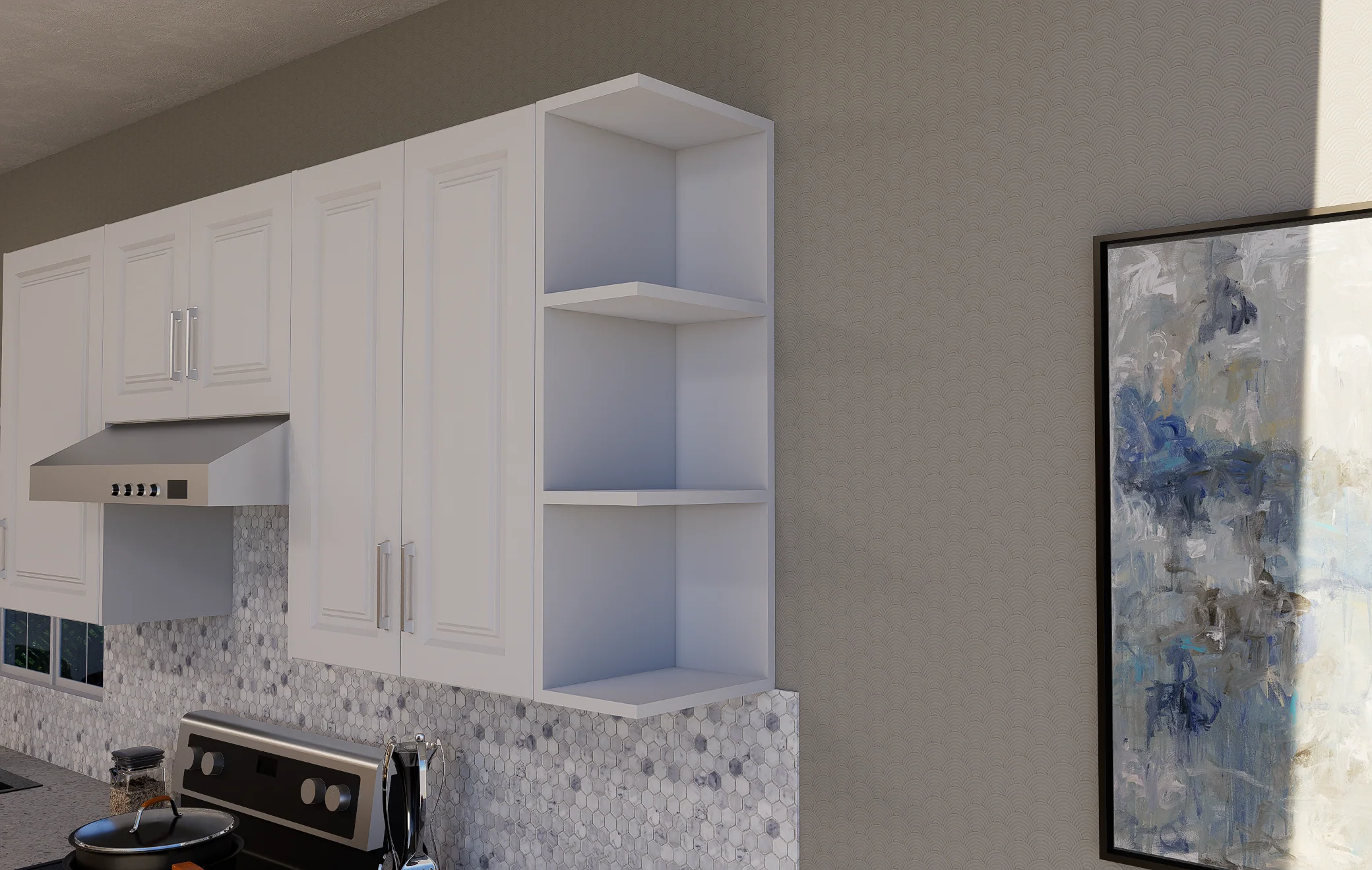 Corner Open Shelf Cabinet - Rectangle - Image 2